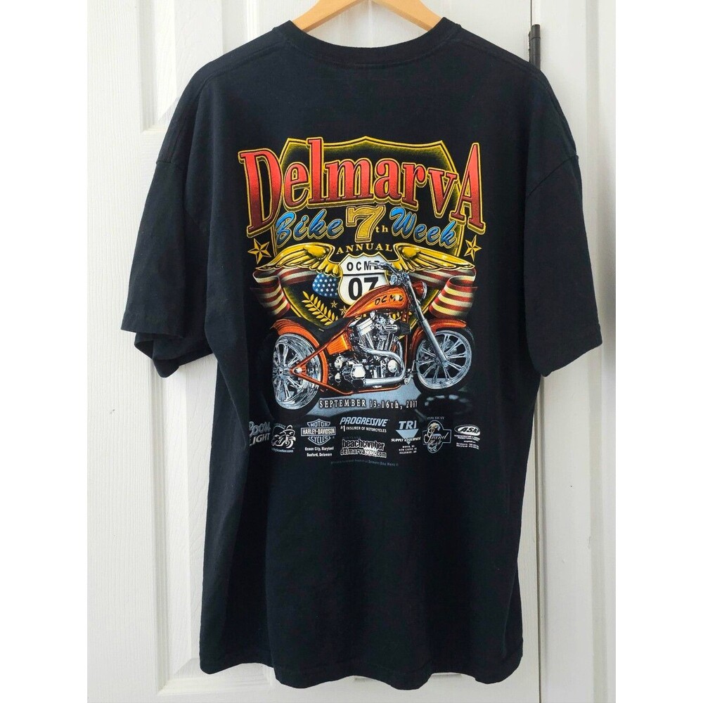 Delmarva Bike Week 2007 Men’s Black Motorcycle T-Shirt Approx 2X Vintage